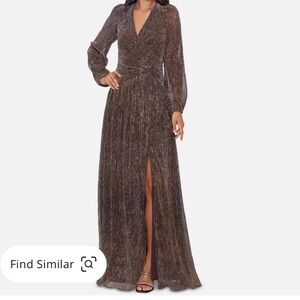 XSCAPE metallic long sleeve dress